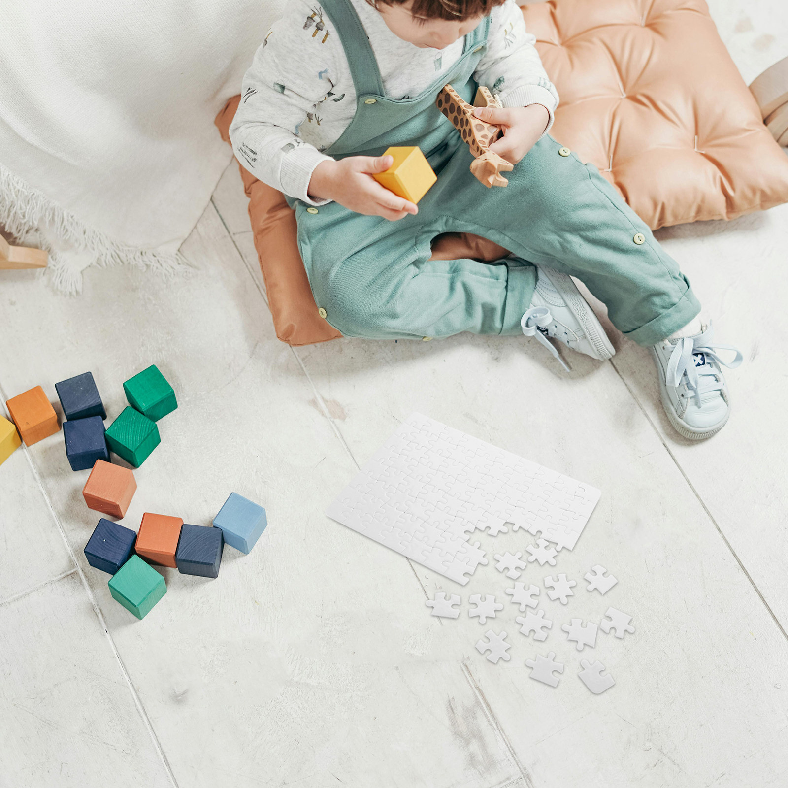 Puzzle Blank White - 4 Lembar Papan Puzzle Kosong DIY