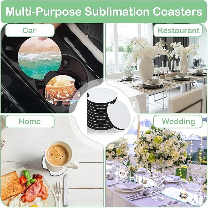 10/20Pcs Alas Cangkir Mobil Ko - Coaster Sublimation Blank ulasan dan harga